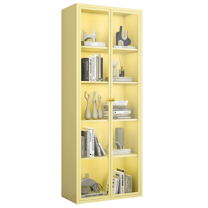 Estantería portátil de Metal de 5 estantes de diseño moderno con puerta de vidrio para el hogar, oficina, dormitorio, sala de estar, taller, escuela - Product Image 3