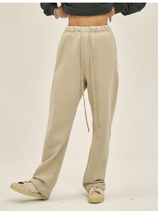 Pantalons de survêtement pour homme en laine peignée lourde, coupe droite, avec cordon de serrage et logo personnalisé, style décontracté - Product Image 5