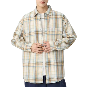 Chemise habillée décontractée d'été pour homme Exve respirante et écologique à simple boutonnage avec col rabattu - Popeline teinte en fil, service OEM - Product Image 1