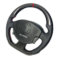 Schwarzes Leder-Karbon-Lenkrad mit Farbwechsel-Option und Wildleder, LED-Beleuchtung optional, Anpassung für Megane 2 möglich