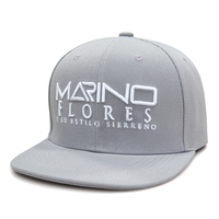 Topi Baseball Snapback Bordir 3D Custom Grosir Marino Flores, Warna Abu-abu, Model Flat Bill, Dapat Disesuaikan untuk Pria
