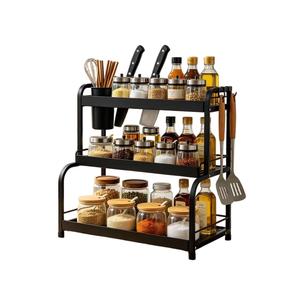 Adjustable Kitchen <b>Spice</b> Rack 3 Tier L Size Durable Multi Purpose <b>Storage</b> With Wooden Lid For Condiments Organization - Product Image 4