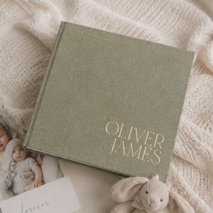 Diario de Bebé con Cubierta de Lino Personalizada, con Caja de Regalo, Tapa Dura, Libro de Recuerdos <span class=keywords><strong>para</strong></span> Bebé, Álbum de Recuerdos con Lámina Dorada <span class=keywords><strong>para</strong></span> Regalos de Recién <span class=keywords><strong>Nacido</strong></span> - Product Image 4