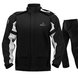 Traje de <span class=keywords><strong>Lluvia</strong></span> para Motocicleta para Hombre, Impermeable, Cortavientos, Transpirable, con Capucha Reflectante, Cierre de Cremallera, para Senderismo al Aire Libre, con Logotipo, Color Negro - Product Image 1