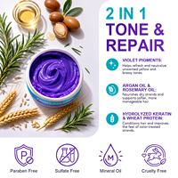 Ikzee 120g Masker Rambut Ungu Keratin Kolagen Pelembap Mendalam dengan Minyak Rosemary Argan untuk Rambut Pirang yang Di-bleach