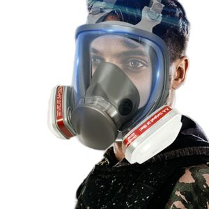 Masker Gas <span class=keywords><strong>Respirator</strong></span> wajah penuh, dapat digunakan kembali Anti amonia asam tambang kimia penutup wajah dengan kaleng Filter udara - Product Image 1