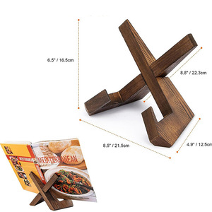 Support de livre en bois artisanal Honglin, couleur charbon de bois, fait main, pour la présentation de recettes, de magazines, de tablettes et de disques - Product Image 4