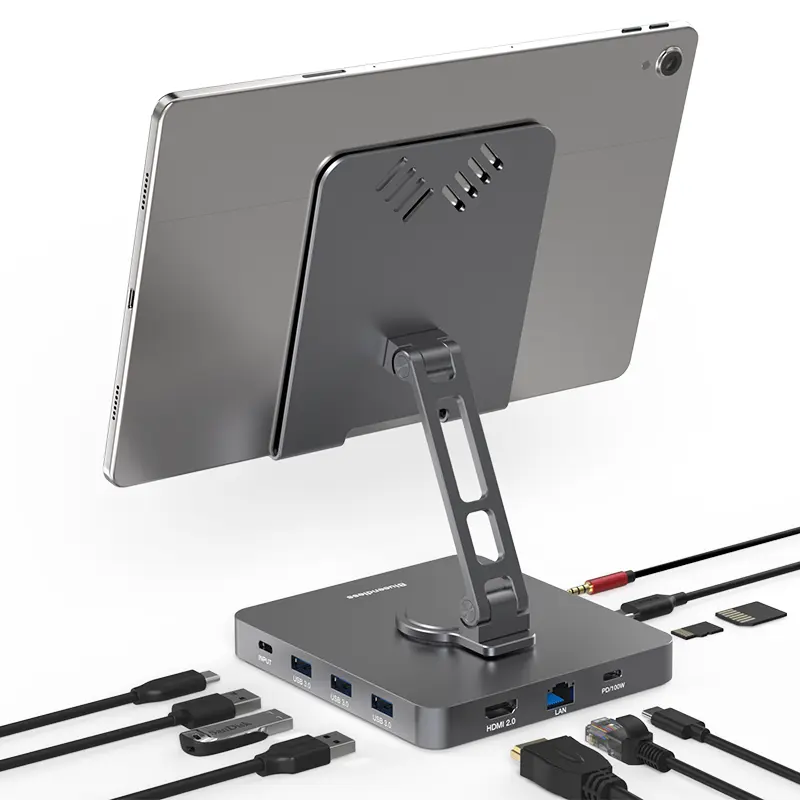Usb Type C Hub Adapter Laptop Docking Station 11 In 1 Tablet Stand Selfie Phone Tripod Stand Usb Type C Hub