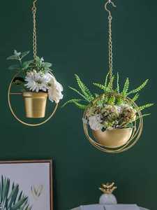 หรูหราตกแต่งผนังบ้านแขวนโลหะพืชดอกไม้ยืนทอง - Product Image 5