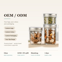 Bocaux en verre coniques à large ouverture pour confiture, 100ml, 180ml, 200ml, 280ml, 300ml, 400ml, 500ml, 650ml, et mini-bocaux Mason en verre pour mise en conserve