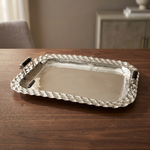 Rectangle Metal Serving Tray Polished Glam Design Durable Solid Pattern Party <b>Dinnerware</b> Type - Product Image 3
