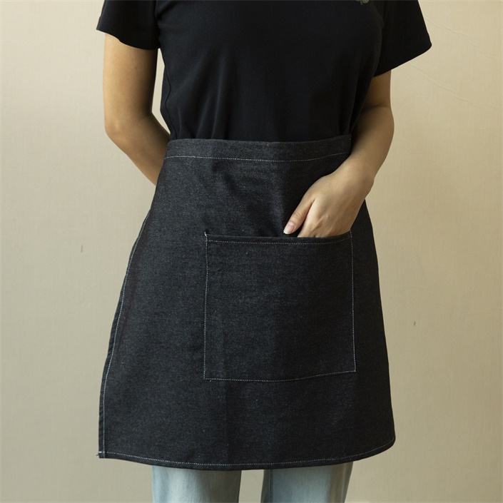 Cotton Denim Short Waist Pocket Apron