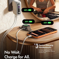Cargador de Viaje Rápido LISEN 3 en 1 de 35W, Batería Externa Plegable de 7000mAh con Cable USB-C Integrado para iPhone 17, Galaxy, Viajes de Negocios