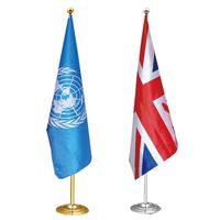 Drapeau de table personnalisé avec logo, avec mât et support en acier inoxydable - Cadeau