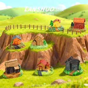 Adornos de Cabaña en Miniatura Lanshuo, Decoración de Jardín de Resina Plástica, Decoración de Escritorio Interior y Exterior - Product Image 1