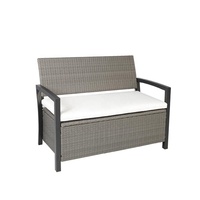 BOÎTE DE RANGEMENT EXTÉRIEURE EN ACIER ROTIN CHAISE DE COUR SUR BANC POUR LA VIE DE JARDIN EXTÉRIEUR