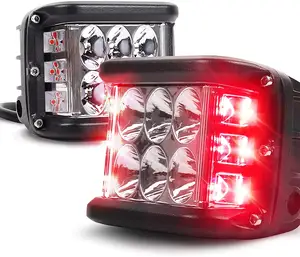 Color Dual estroboscópica tirador luz de trabajo de camión fuera de carretera de la motocicleta del coche de la barra de luz LED olla lámpara DRL lado Tirador