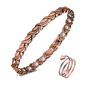Ensemble de bijoux pour femme : Bague Cœur et Bracelet Magnétique Épi de Blé en Acier Inoxydable – Accessoire Cadeau Tendance - Product Image 4