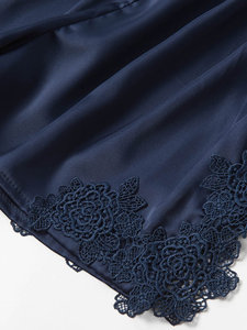 Pijamas de Invierno para Mujer al por Mayor, Diseño Nuevo Personalizado, Talla Grande, Térmicas, Sólidas, de Seda Suave con Borde de Encaje, Cuatro Piezas, Ropa de Dormir de Algodón para el Hogar - Product Image 6