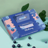 Kotak Karton Kaku Dapat Didaur Ulang dengan Lapisan UV, Dibuat Khusus untuk Kemasan Buah Blueberry, Portabel untuk Ritel & Hadiah