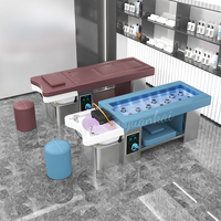 Bac à shampoing en céramique multifonctionnel de luxe pour salon de coiffure, table de massage thaïlandaise, chauffage, thérapie de l'eau, lit de spa pour la tête