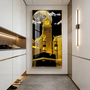 Cuadro Decorativo de Pared con Luces LED, Diseño Artístico Islámico Dorado, Paisaje Arquitectónico 3D, Decoración para el Hogar, Sala de Estar, Pintura de Porcelana de Cristal - Product Image 3