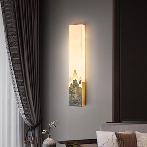 Huiju <b>Lighting</b> Chinese Style Wall Lamp Marble LED 220V Living Room Bedroom <b>Decorative</b> Light - Product Image 1