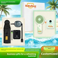 Coffret Cadeau Luxe d'Été Rafraîchissant en Métal : Ventilateur et Parapluie pour Grandes Ouvertures et Anniversaires – Souvenir d'Entreprise