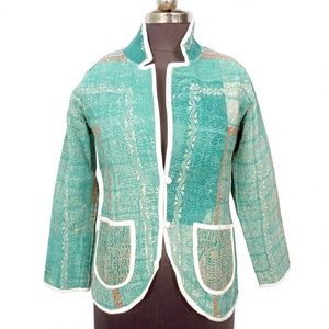 Indian Cotton Vintage <b>Kantha</b> <b>jacket</b> with mandarin collar and pockets button Autumn/Winter High Quality Quick Dry Plus <b>Jacket</b> - Product Image 1