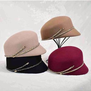 Outdoor Casual Lady Fashion Baseball <b>Hat</b> Decoration Women Equestrian Cap 100% Wool Felt <b>Hat</b> - Product Image 1