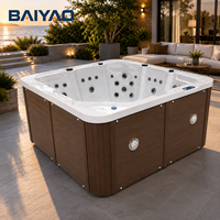 Bain à remous familial moderne, rectangulaire, en acrylique, portable, pour extérieur, bain à remous autoportant, chauffage à température constante