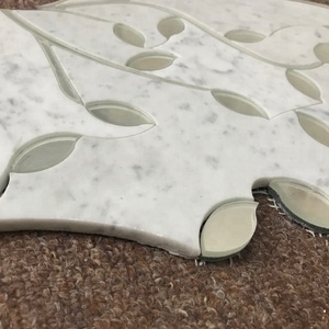 GGL Pedra Calacatta telha de mármore branco com Mixed Mirror Water Jet Acabamento Versátil Decoração para Quarto Cozinha Banheiro Hall - Product Image 3