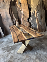 Table basse de mode table en résine meubles de maison en bois de noyer dalle en bois massif de conception spéciale salle à manger Tables de rivière en résine époxy