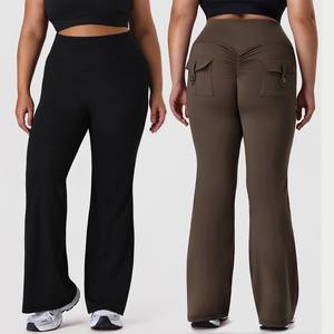 Pantalon de yoga évasé taille haute YIYI pour femme, effet push-up, coupe bootcut, leggings d'entraînement très élastiques avec poches - Product Image 1