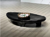 Ensemble de table basse moderne et créative pour la maison table centrale en fibre de verre noir crème pour le salon