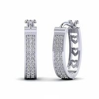 Boucles d'oreilles en or blanc 14 carats exclusives avec une coupe de 0,45 ct, design moderne, religieuses, avec une coupe de 0,45 ct