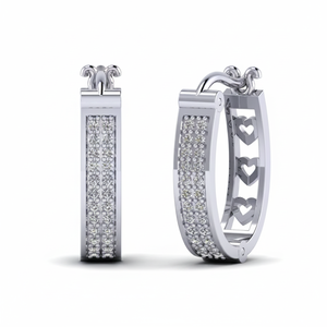 14K White Gold Exclusive 0.45TCW Cut Real Hoop Earring Modern Design Religious 0.45TCW Cut Exclusive Real Hoop Earring 14K Gold - Product Image 2