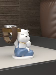 Support de charge créatif en résine peinte à la main, ornements mignons en forme d'ours pour montres Apple Watch S9 et Huawei, style Amour - Product Image 4