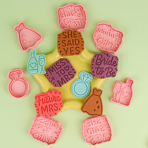 Moule à biscuits en plastique série mariage, forme de bague <span class=keywords><strong>diamant</strong></span>, dessin animé 3D, écologique, <span class=keywords><strong>emporte</strong></span>-pièce à biscuits imprimé mariage - Product Image 4