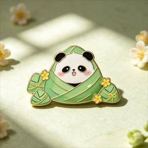 Broche de Panda Adorable en Forma de Dumpling de Arroz, de Aleación de Zinc Esmaltado, Joyería de Animal de Dibujos Animados para Decoración de Prendas y Bolsos, Regalo - Product Image 3