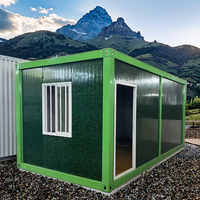 Salle de conteneur modulaire en acier moderne de 20 pieds, cour extérieure méditerranéenne préfabriquée, bureau, espace de vie, maison sandwich