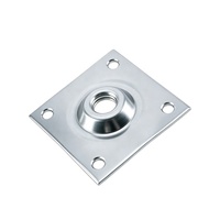 Plaque de montage carrée en acier inoxydable à 4 trous avec insert fileté pour pieds de meubles en bois (canapé, chaise, table)