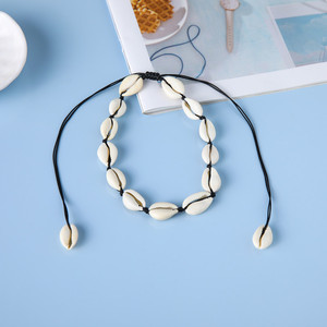 Natural <b>Seashell</b> <b>Necklace</b> Hand Woven With Waxed Thread Adjustable For Women Beach Style Jewelry - Product Image 1