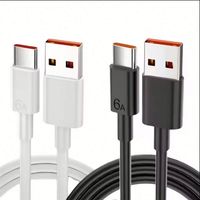 Kabel USB C Berkualitas Tinggi 3ft 6A Pengisian Super Cepat Kabel Tipe C Putih Hitam 1M Kabel Data Ponsel
