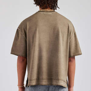 T-shirt à manches courtes pour homme, vert olive, coupe décontractée, en coton doux, pour un usage quotidien décontracté - Product Image 3