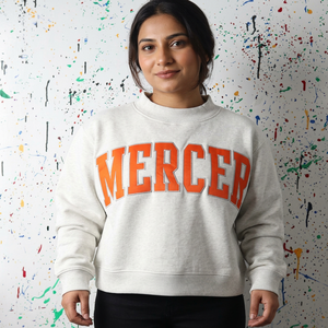MERCER ASH GREY Hooded Pullover Sweatshirt 100% Cotton ORANGE Applique Embroidery Winter Vintage Zipper Quick Dry Breathable - Product Image 1