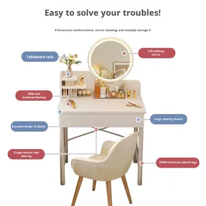 Nouvelle Table de Maquillage Simple et Moderne 2025 avec Éclairage, Idéale pour Petits Appartements et Maisons de Location, Parfaite pour le Salon - Product Image 4
