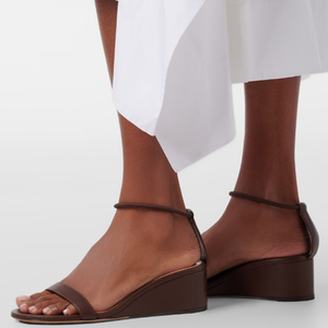 Sandales personnalisées pour femmes à bride unique, sexy, avec boucles à la cheville, talons compensés, chaussures habillées d'été, grande taille 46, coupe large - Product Image 1