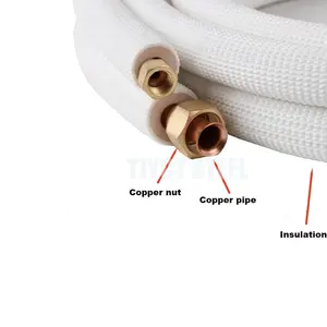 Insulated Copper Pipe Line Set for A/C and Heat Pump 50 feet line Set 1/4" & 3/8" Suction 1/2" Insulation copper tube