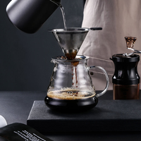 Carafe à café en verre transparent de 600 ml, style japonais, pour café et thé, idéale pour les boissons chaudes à usage domestique – Vente en gros
